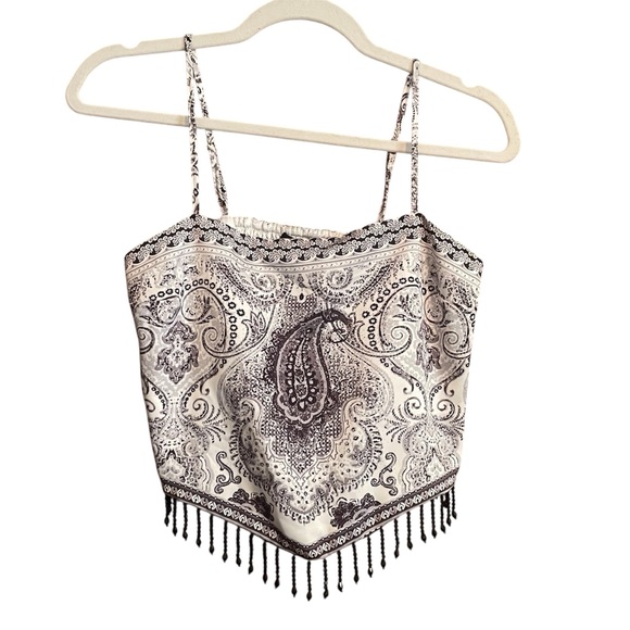 Rachel Zoe Black and White Paisley Cropped Camisole NWT Size XS - Picture 1 of 6